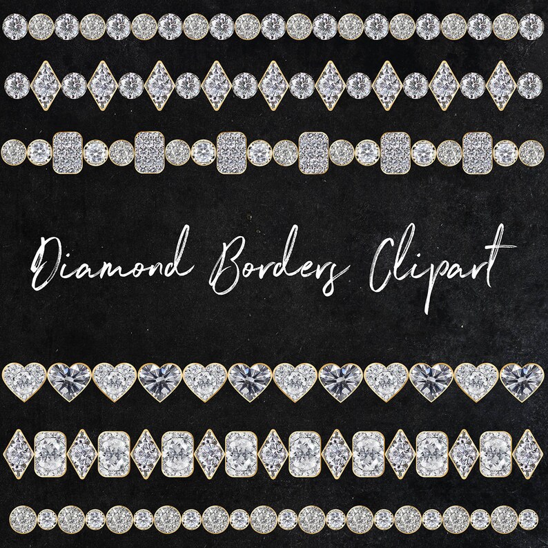 Diamond Borders Clipart Sparkle Diamonds Wedding | Etsy