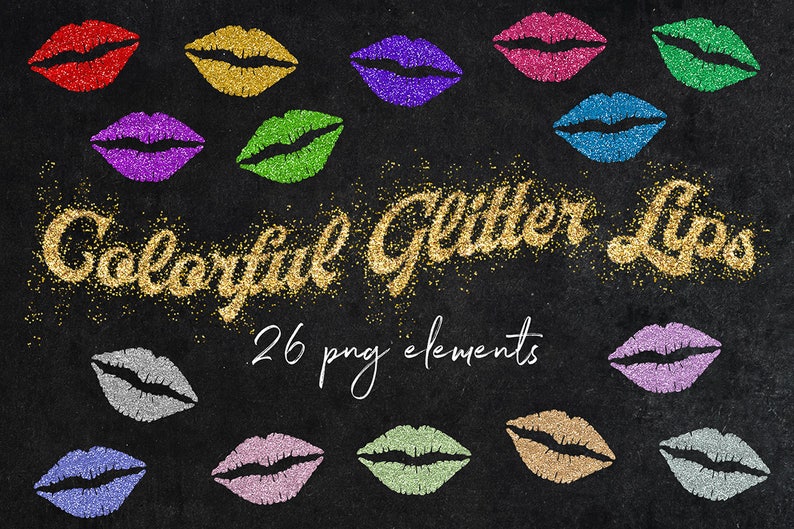 Lips Clipart Sparkly Glittery Lips Glitz Clipart Rainbow Color!    Palette Glitter Lips Images Commercial Use Glitter Textures Buy3for6 - 