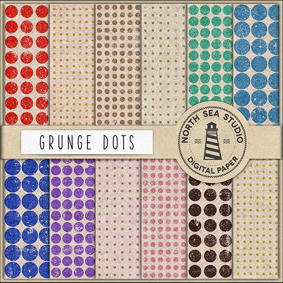 Polkadot Digital Paper Pack | Scrapbook Paper | Dotted Pattern | Printable Backgrounds | 12 JPG, 300dpi Files Il_570xn