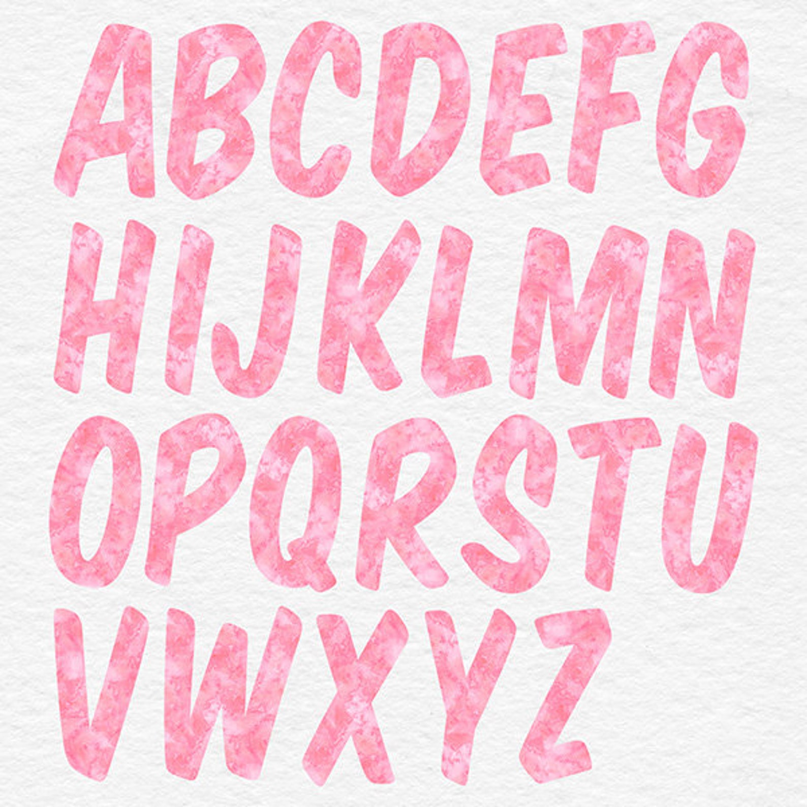 PINK WORDS Watercolor Font Clipart Pink Alphabet Pink Etsy