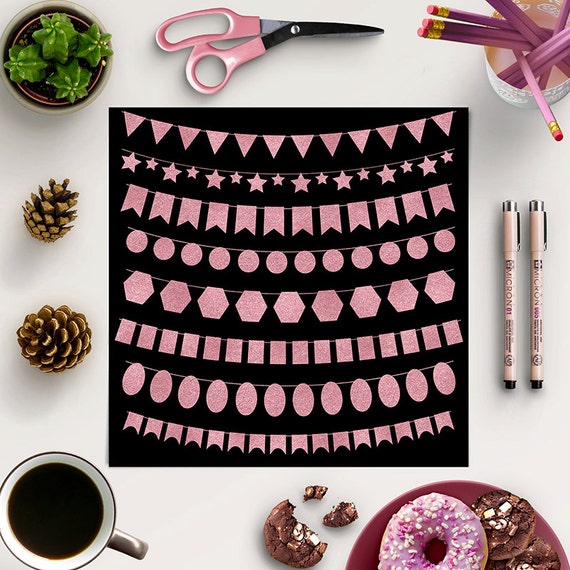 Happy Birthday Bunting Banner Clipart Rose Gold Bunting Clip Art