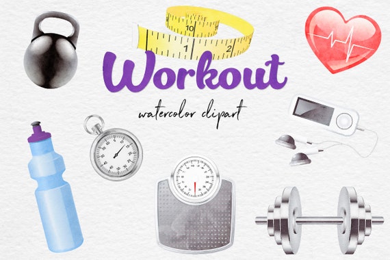 Aquarell Workout Clipart Gesundheit Aquarell Bilder Fitness Etsy
