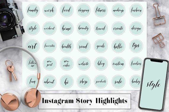 Mint Instagram Story Highlight Icons, Lifestyle Instagram Story Covers, Home, Family, Work, Sport, Blog, Insta Story Templates Il_570xn