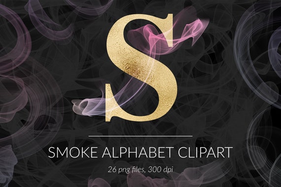 Gold Alphabet Clipart, Smoke Letters, Colorful Smoke & Gold Letters, Minimal Alphabet, Modern Scandinavian Clipart Il_570xn