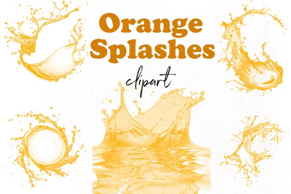 Orange Juice Clipart, Splash Overlays, Orange Clipart, Juice Drops, Orange Liquid Splashes Clipart, Realistic Juice Images Il_570xn