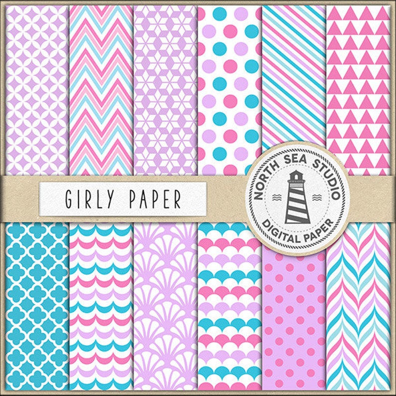 JUST A GIRL Girly Digital Paper Pack Scrapbook Paper Etsy