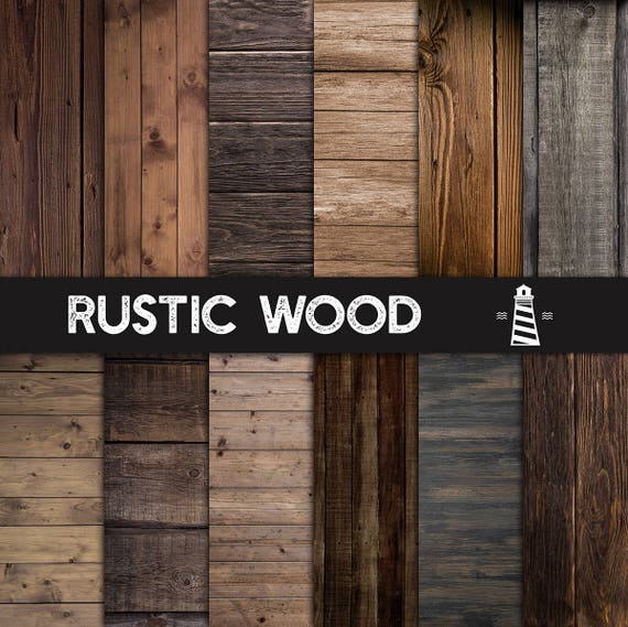 Rustic Wood Textures, Natural Rustic Wood Digital Paper, 12x12 Inches Wood Scrapbook Paper, Dark Wood Paper, Dark Brown Wood Il_570xn
