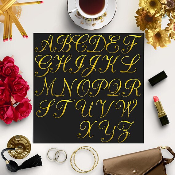 gold foil clip art gold foil letters gold letters digital alphabet