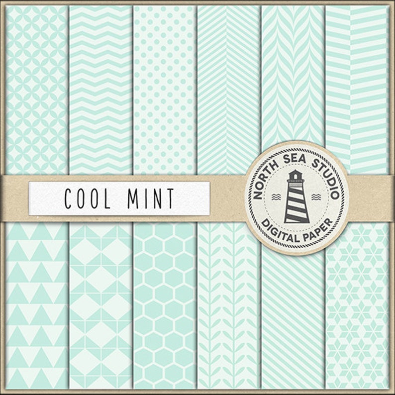 COOL MINT Digital Paper Pack Mint Digital Paper Etsy