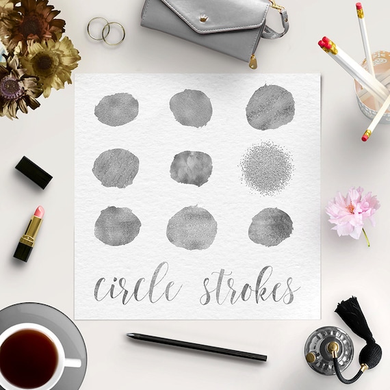 Silver Foil And Glitter Circles, Silver Clipart, Website Graphic Elements, Silver Dots, Commercial Use, by NorthSeaStudio Il_570xn