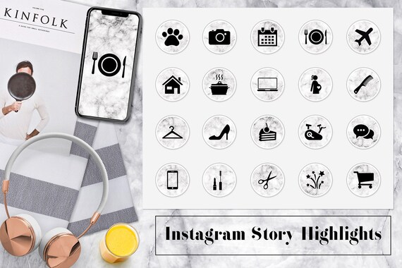 Marble Instagram Icons Instagram Story Highlights Covers | Etsy