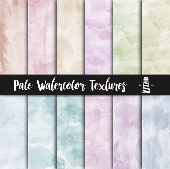 Cloudy Dyes Watercolor Textures, Light-Colored Aquarelle Backgrounds, Washed Out Watercolor Digital Paper, Soft Hand Painted Textures Il_570xn