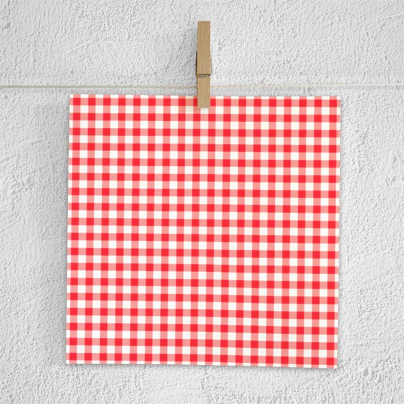 STRAWBERRY FIELDS Red Gingham Paper Digital Paper Pack Etsy