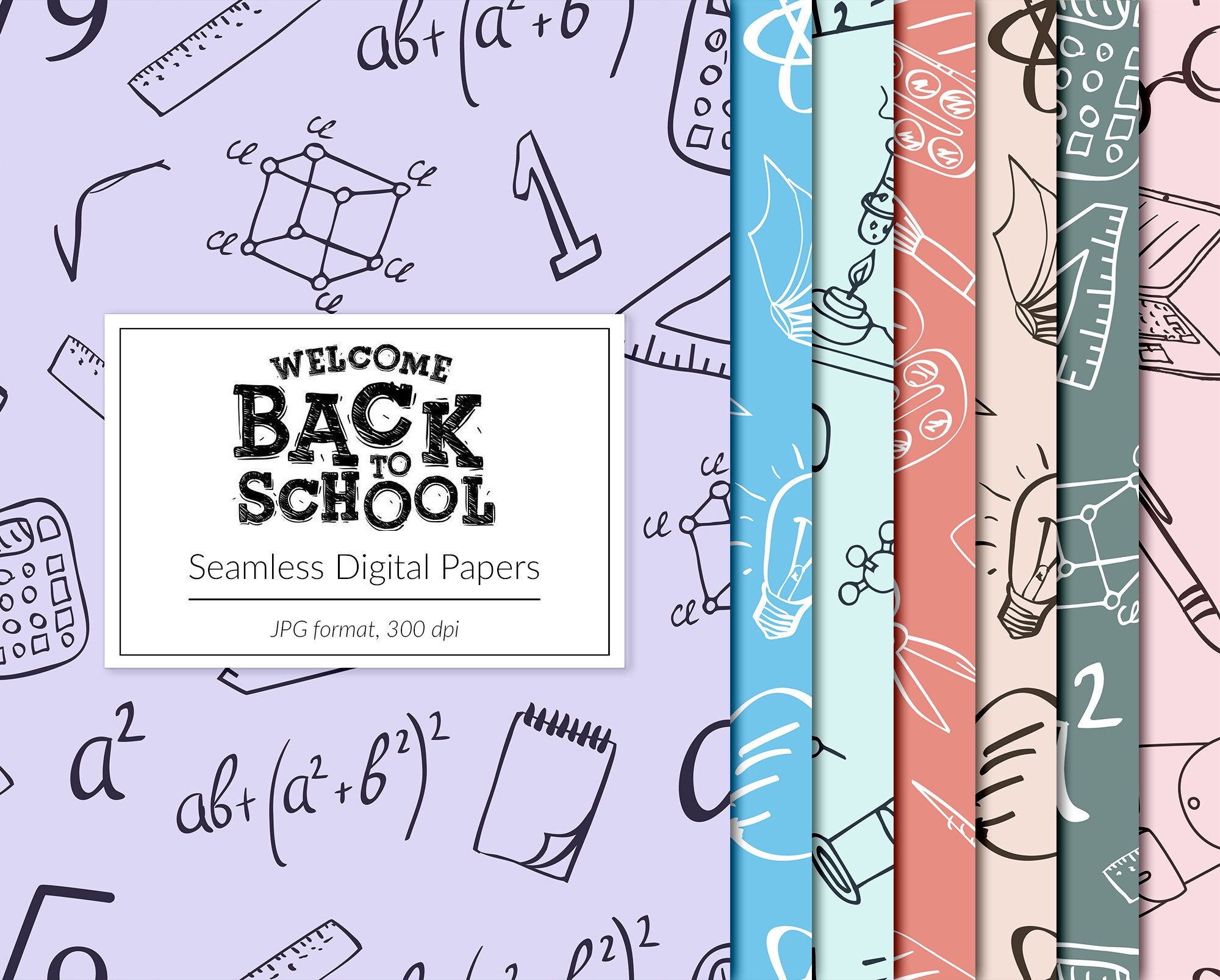 Back To School Seamless Patterns School Digital Paper | Etsy
