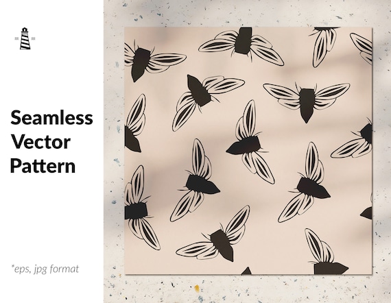 Moth digital paper, vector background with flying insects, bohemian seamless pattern, commercial use Il_570xn