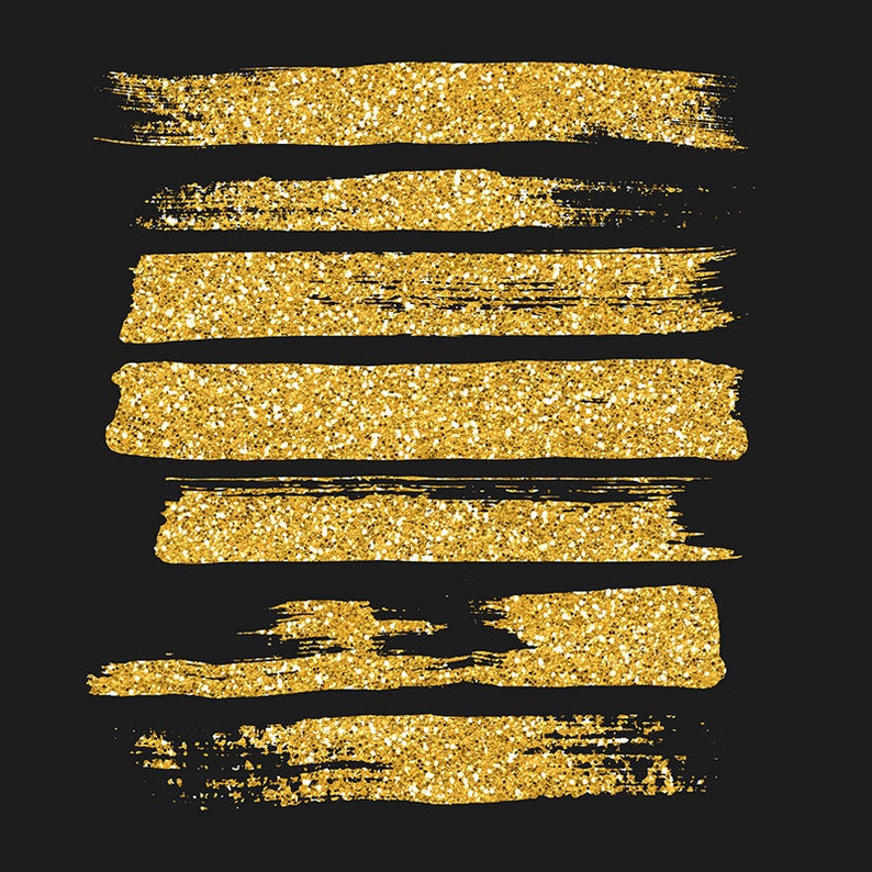 Paint Stroke Brushes Glitter Brush Strokes Clip Art Gold Etsy