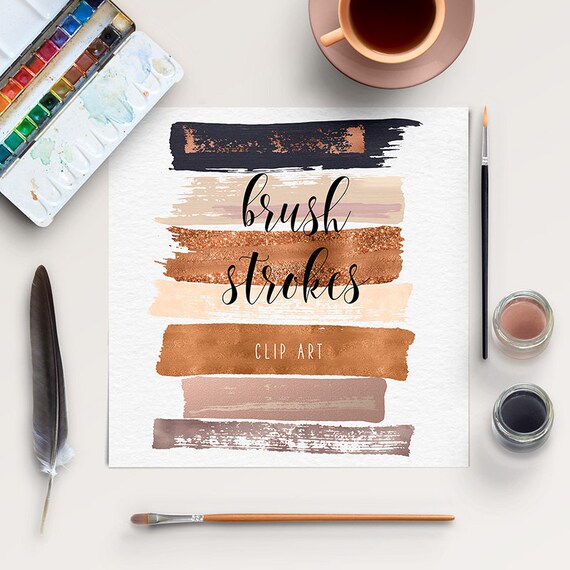 Brush Stroke Clip Art | Copper, Gold Rose Clipart | Hand Painted Clip Art | Acrylic Brush Strokes | Paintbrush Strokes Il_570xn