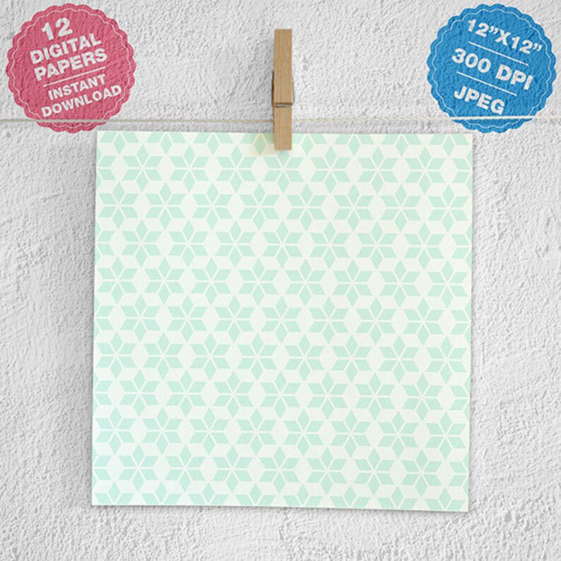 COOL MINT Digital Paper Pack Mint Digital Paper Etsy