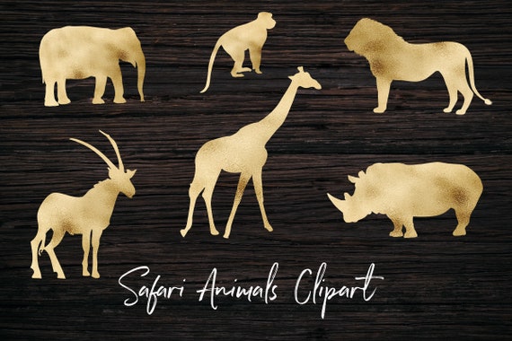 Download Safari Animals Clipart Gold Wild Animals Silhouettes Etsy