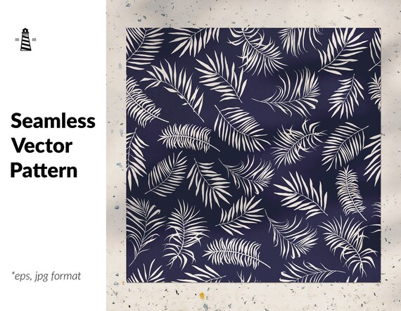 Leaves of palm tree, digital paper, seamless pattern, tropical jungle background, exotic vector illustration, commercial use Il_570xn