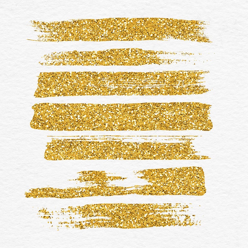 Paint Stroke Brushes Glitter Brush Strokes Clip Art Gold Etsy