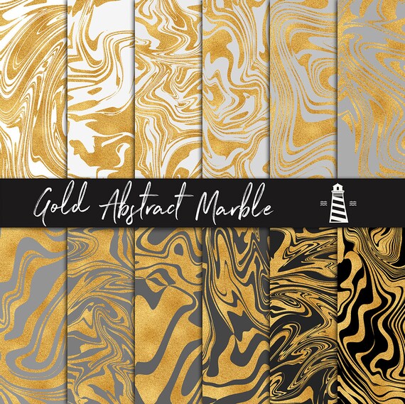 Marble Digital Paper Black White And Gold Marble
