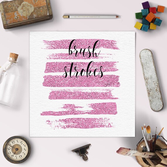 Rose Glitter Brush Strokes Clip Art | Rose Gold Glitter Strokes | Glitter Digital Clipart | Rose Splotches Overlay Il_570xn
