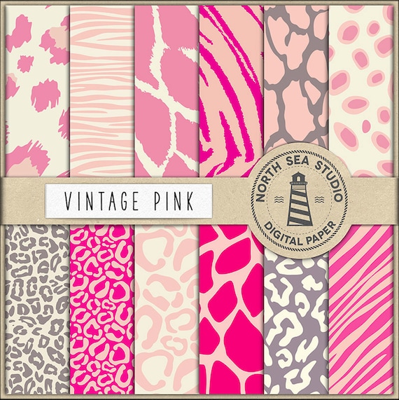 Download Vintage Safari Pink Animal Paper Pink Safari Backgrounds Animal Print Paper For Card Making Digital Paper By North Sea Studio Catch My Party