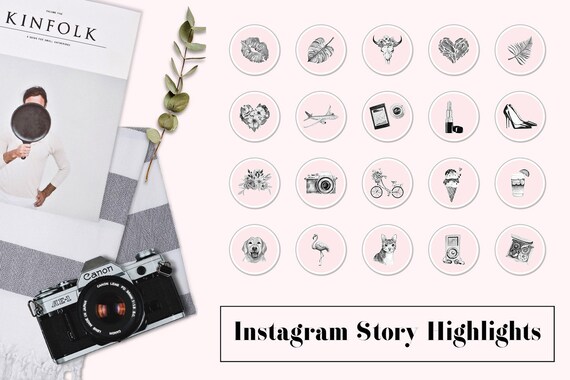 Blush & Black Watercolor Instagram Story Highlights, Instagram Story Highlight Icons, Watercolor Food, Travel, Fashion, Boho Style Il_570xn