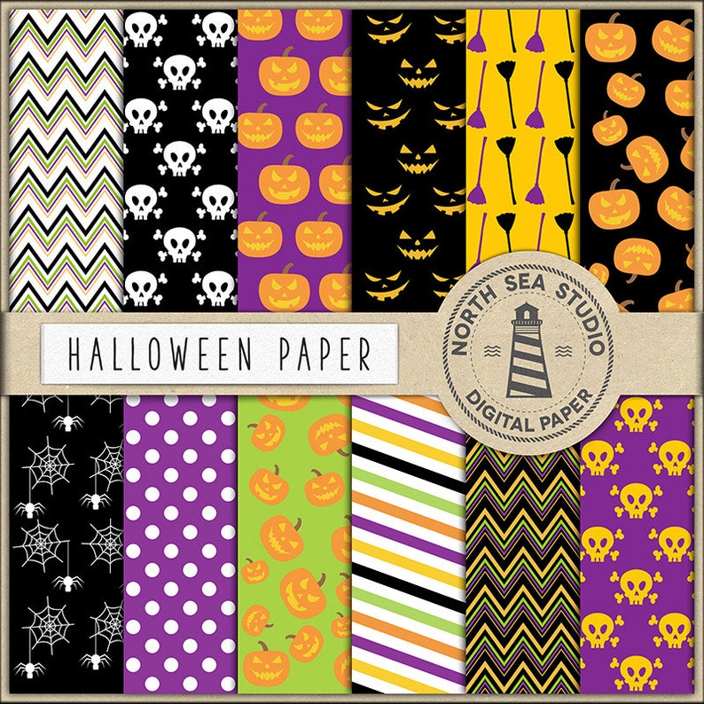 Trick Or Treat Halloween Digital Paper Halloween Digital Etsy