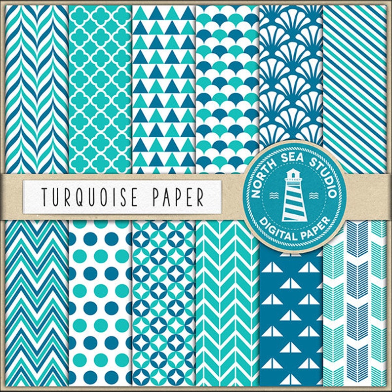 Download Turquoise Digital Paper Pack Scrapbook Paper Printable | Etsy