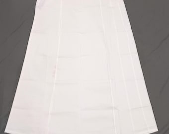 White Cotton Saree Petticoat: Indian Inskirt with Drawstring