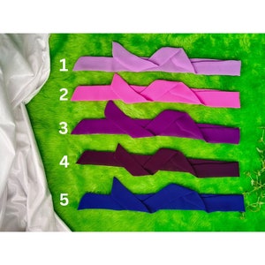 Sjaal met smal haar, lange dunne sjaal met schuine uiteinden, vlinderdas van chiffon georgette, hoofdband, stropdas, paardenstaartsjaal, portemonneeaccessoires