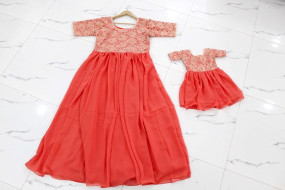 Long frocks for mother and cheap daughter