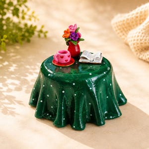 Hand sculpted Miniature Tea Table Incense Holder, Epoxy Clay Dhoop Stand, Home Decor