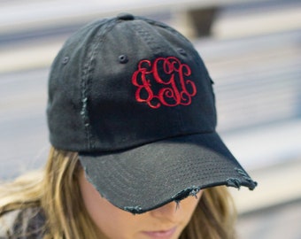 Monogrammed Baseball Hat for Women,  Personalized Darcy Distressed Baseball Cap, Baseball Sports Mom Hat, Gift for Sports Fan, Game Day Hat