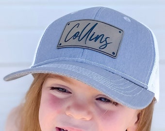 Kids Leather Patch Hat, Kids Trucker Hats Girls, Personalized Trucker Hat Toddler,  Kids Trucker Hat with Name, Boys Trucker Hat, Ridge