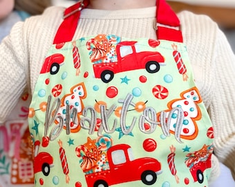 Personalized Christmas Apron for Toddler Boy, Kids Christmas Apron, Cooking Baking Apron Boys, Personalized Apron for Kids, Apron with Name