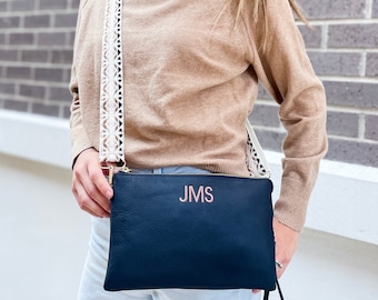 Personalized Crossbody Bag, Monogrammed Guitar Strap Purse, Large Wristlet, Small Initial Crossbody Purse, Personalized Gift Her, Memphis