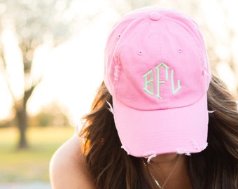 Monogrammed Baseball Hat, Personalized Ball Cap, Country Concert Outfit Hat, Distressed Hat for Women, Women's Baseball Cap, Darcy