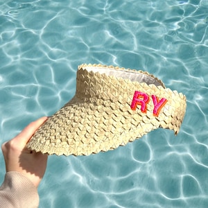 Personalized Straw Visors for Women, Monogrammed Straw Visor Embroidered, Womens Straw Hat, Beach Visors for Women, Pool Visors, Girls Trip image 7