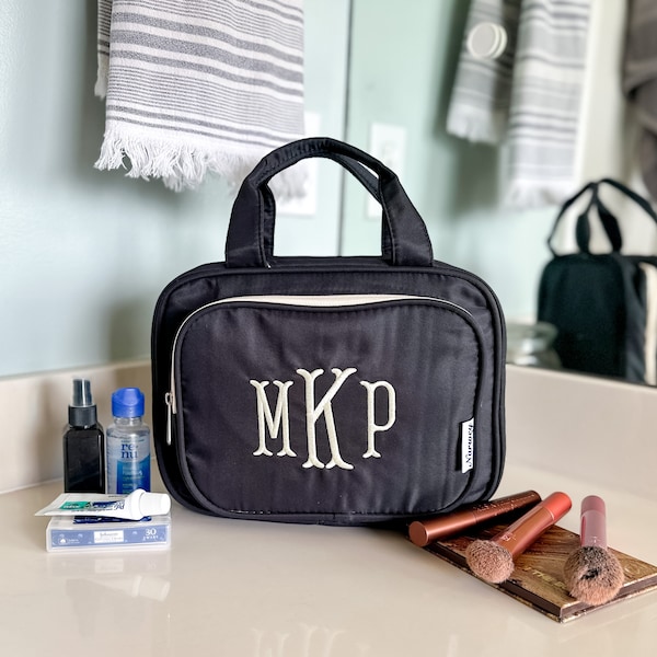 Personalized Hanging Toiletry Bag for Women, Large Cosmetic Bag, Monogrammed Makeup Bag, Travel Case, Personalized Gift for Her,  Tinsley