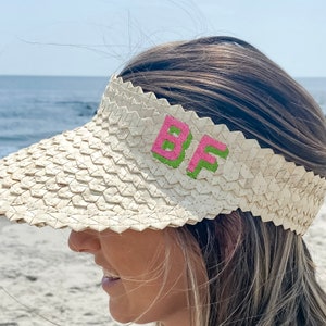 Personalized Straw Visors for Women, Monogrammed Straw Visor Embroidered, Womens Straw Hat, Beach Visors for Women, Pool Visors, Girls Trip image 2