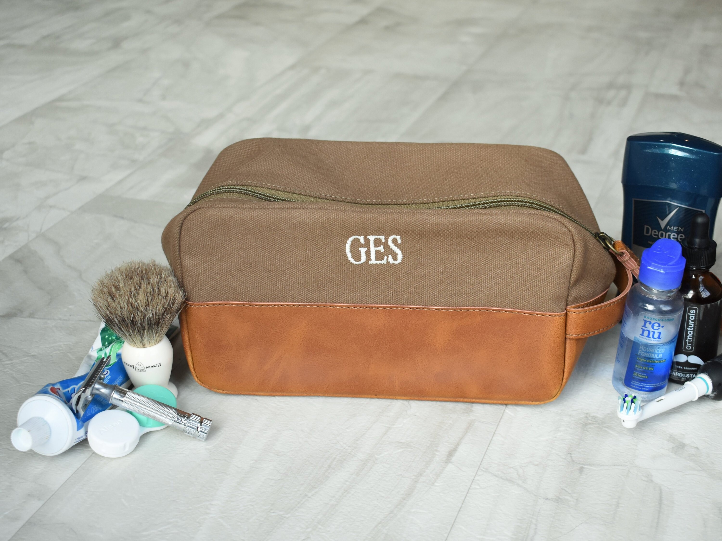 Mens Dopp Kit Monogram Dopp Kit Birthday Gift for Him Etsy