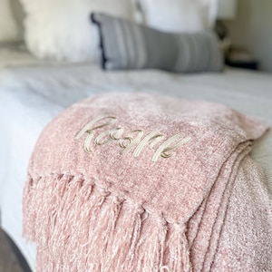 Chenille Throw Blanket With Fringe Tassels Personalized Blanket