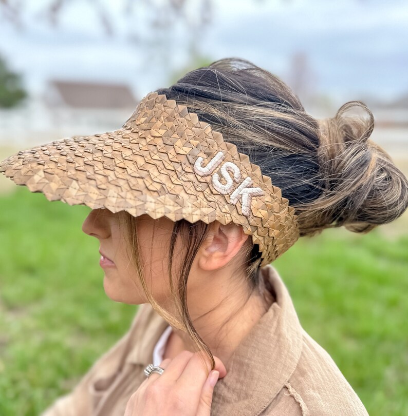 Personalized Straw Visors for Women, Monogrammed Straw Visor Embroidered, Womens Straw Hat, Beach Visors for Women, Pool Visors, Girls Trip image 5