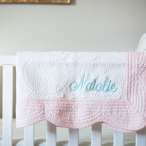 Monogram Baby Quilt Baby Girl Monogram Quilt Baby Quilt Personalized Baby Girl Blanket Monogram Quilt for Girl Personalized Quilt image 4