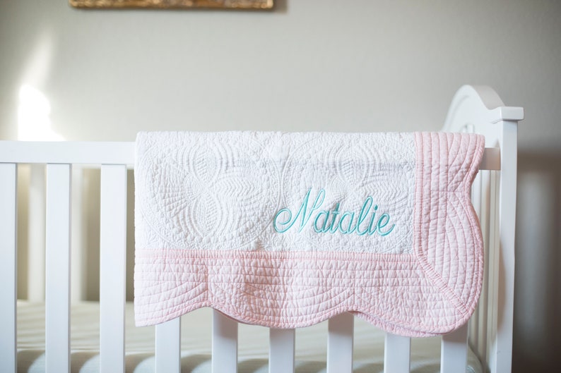 Monogram Baby Quilt Baby Girl Monogram Quilt Baby Quilt Personalized Baby Girl Blanket Monogram Quilt for Girl Personalized Quilt image 4