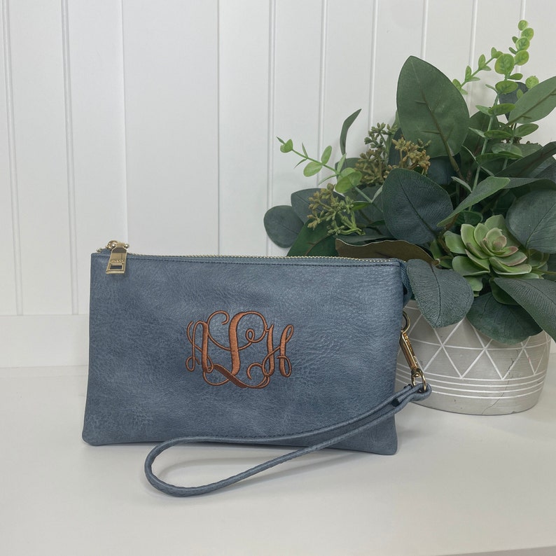 Monogrammed Wristlet Wallet Personalized Wristlet Wallet Monogram Crossbody Purse Personalized Gift for Her Gift for Mom Monroe image 4