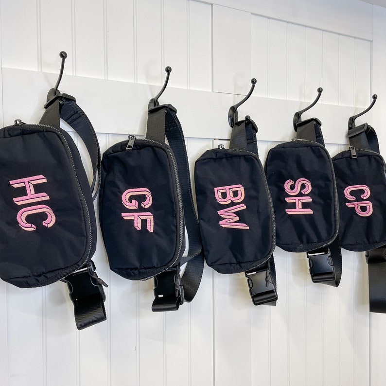 Personalized Belt Bag for Women, Monogrammed Fanny Pack, Nylon Sling Bag, Waist Bag, Block Letter, Personalized Gift for Her, Teens, Miami image 2